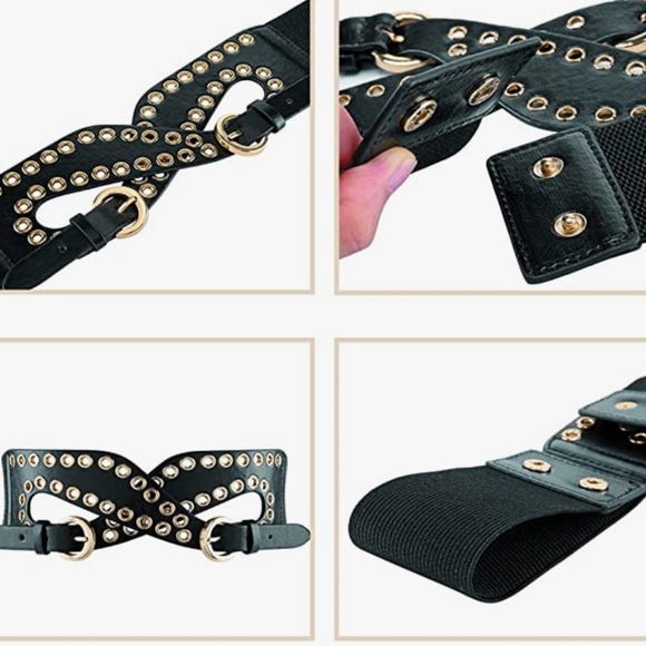 Wide Waist Belts for Women Vintage Stretchy Cinch Belts Fashion Studded Rivet El main image 6